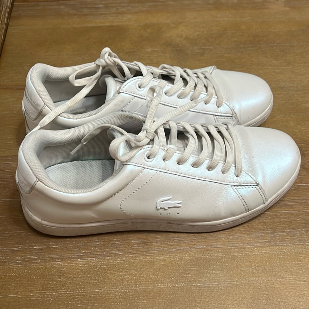 Lacoste white lace up sneakers